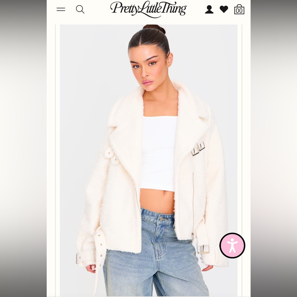 PrettyLittleThing Off-White Teddy Jacket - Picture 5 of 5